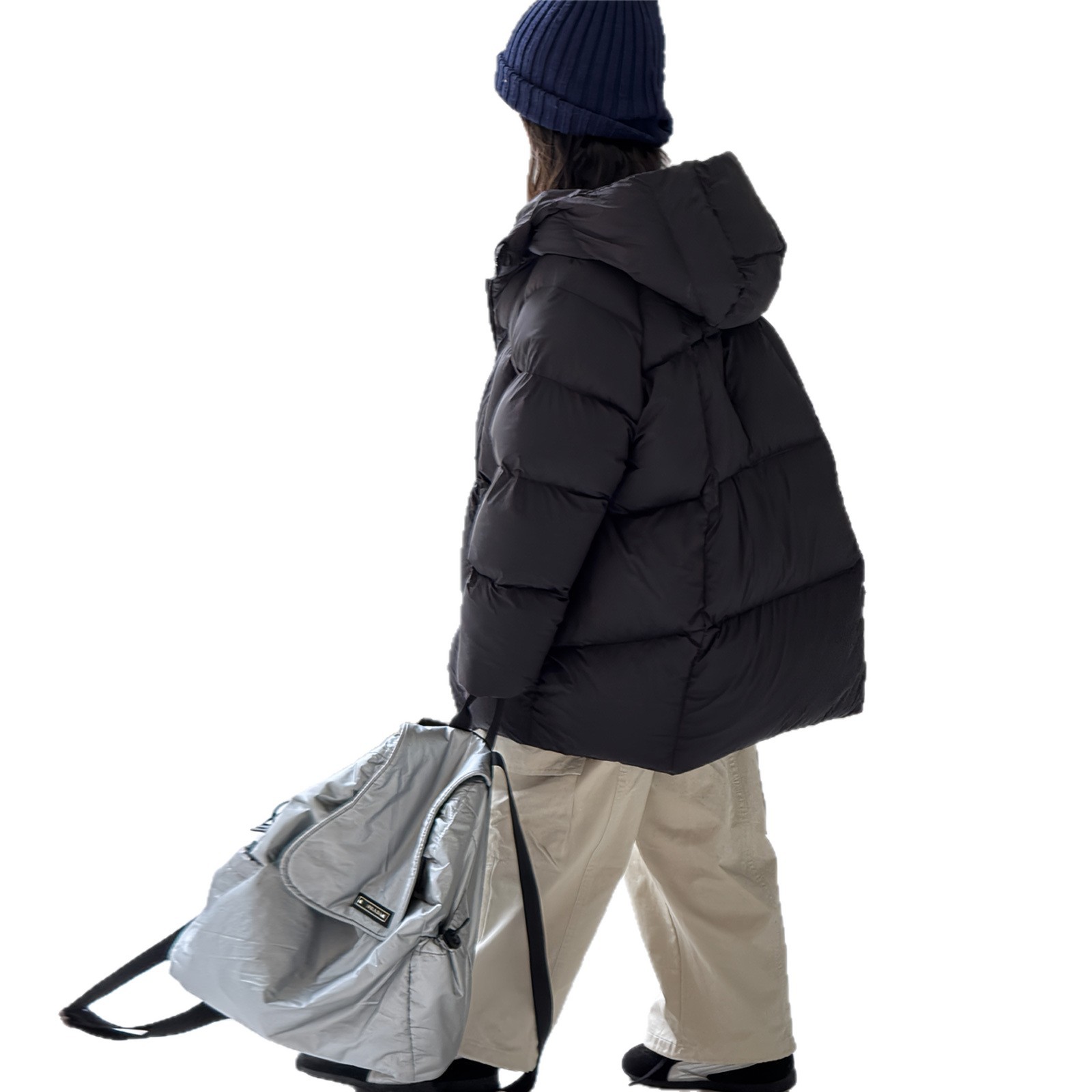 儿童中长款羽绒服韩版新款男童女童中大童加厚连帽白鸭绒泡芙 - 图3