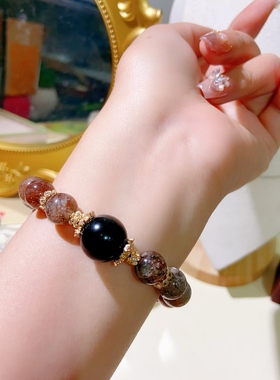 天然黑金超七手链黑曜石手串招财旺事业男友送礼五行属性全可定制