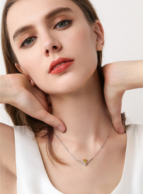 yingboos925银气场c位女黄钻项链