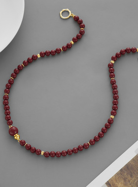 26年新款葫芦朱砂项链 新年贺岁氛围简约立体葫芦朱砂串珠毛衣链