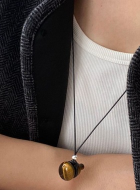 设计感天然石葫芦吊坠毛衣链小众