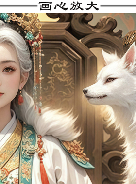 胡家仙九尾狐娘娘挂画家用客厅卷轴画出马堂口供奉九姑娘像装饰画