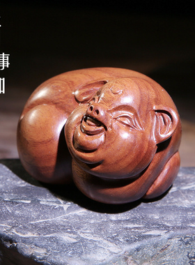 黄花梨木雕动物生肖手把件工艺礼品家居饰品红木茶宠福气装饰小猪