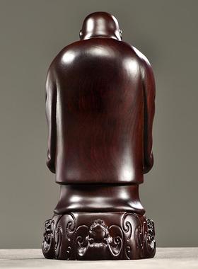 黑檀木雕弥勒佛像摆件实木质雕刻客厅玄关装饰笑佛家居红木工艺品