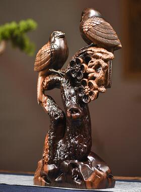 黑檀木双喜临门喜鹊摆件客厅装饰工艺品新婚礼物高档乔迁新居礼品