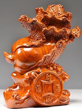 花梨木雕刻白菜摆件实木白菜家居客厅装饰开业百财送礼红木工艺品