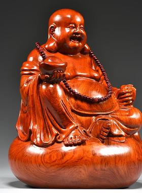 花梨木雕刻弥勒佛像坐笑佛摆件实木家用客厅电视柜玄关装饰工艺品