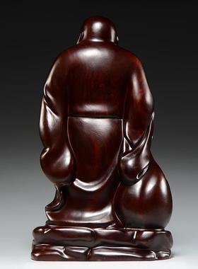 黑檀木雕刻弥勒佛像摆件布袋大肚笑佛家居客厅装饰红木工艺品送礼