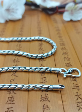 银男士项链实心扭纹项链EXL532