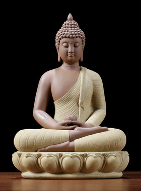 陶瓷坐莲释迦牟尼佛摆件 东南亚泰国如来佛像家居玄关供奉装饰品