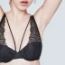 Tò mò mật ong Đồ lót Pháp phụ nữ siêu mỏng tập hợp ngực đen gợi cảm pad bralet ren bra - Áo ngực không dây