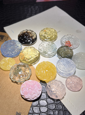 A9各种颜色天然水晶九尾狐圆牌手链吊坠手工雕刻男女款原创设计