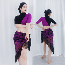 swegal belly leather dance practice Black Purple Collared blouses to practice Modale beginners