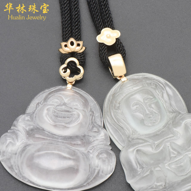 18K gold high cargo rope jade pendant lanyard