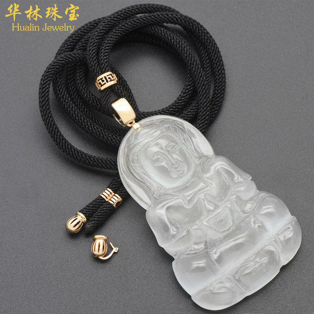 18K gold high cargo rope jade pendant lanyard