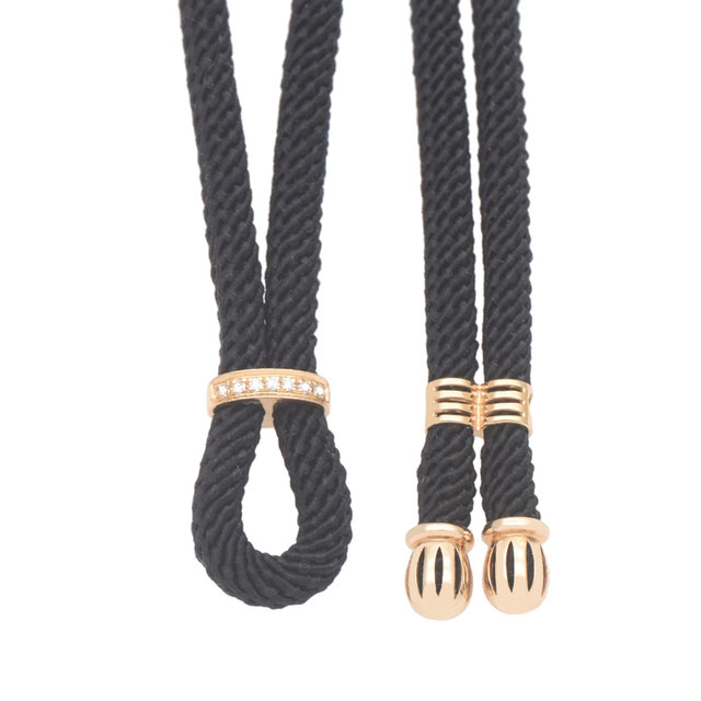 18K gold high cargo rope jade pendant lanyard