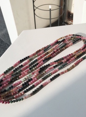 三圈小颗粒碧玺串珠手链女福晶增强女性魅力水晶手串