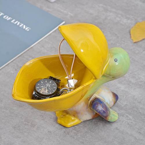 创意海洋系列之鹈鹕招财陶瓷玄关钥匙盘水果盘肥皂盒收纳家居摆件 - 图2