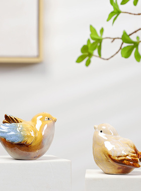 创意鱼缸造景装饰工艺品陶瓷鸟摆件可爱小鸭子儿童房摆件生日礼物