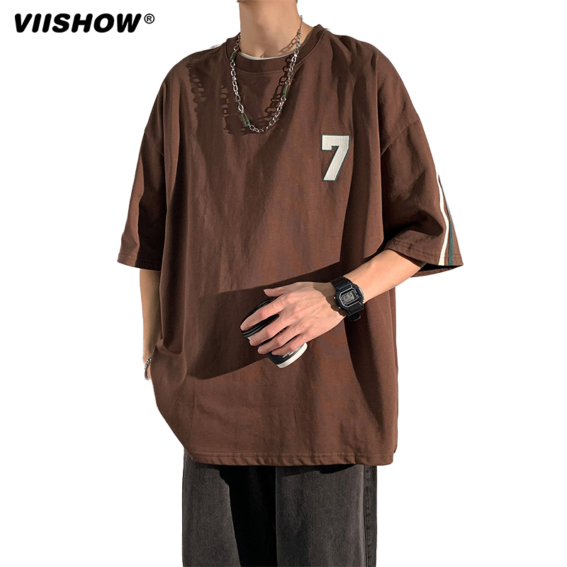 VIISHOW短袖美式高街上衣男2024夏季新款设计感潮流条纹宽松T恤 - 图3