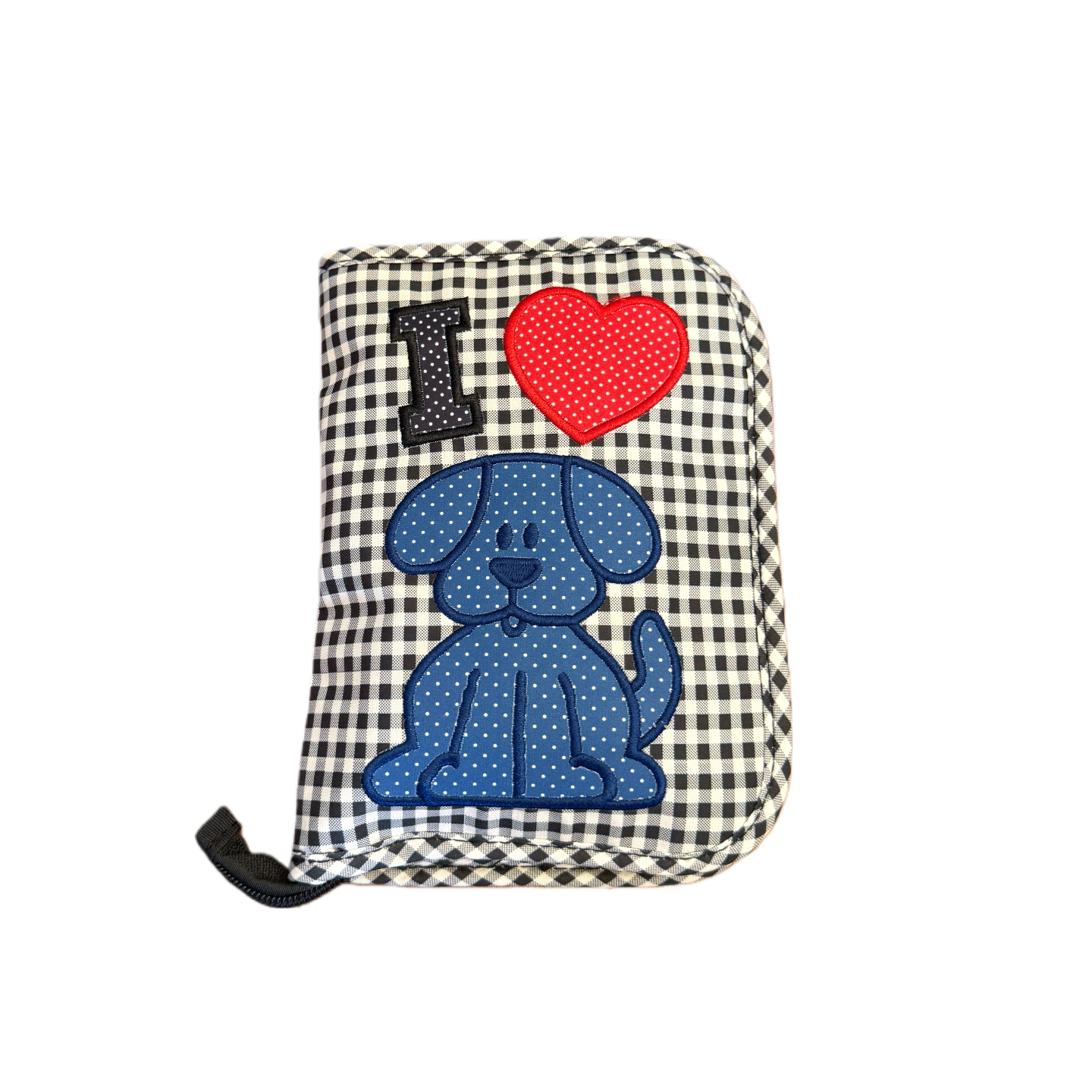 韩国卡通小狗刺绣格子证件包多功能复古卡包旅行收纳包,淘宝优惠券,粉丝福利购,淘宝优惠卷