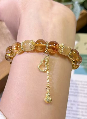仿黄金葫芦好运手链女仿黄水晶
