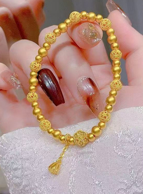仿真黄金绣球转运珠手串女