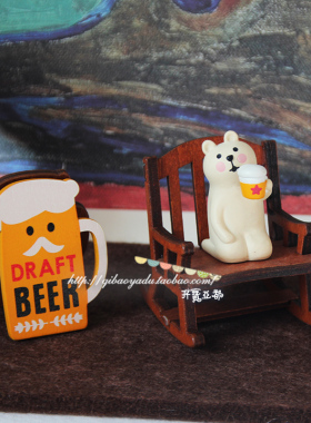 日式Decole Zakka热销迷你木摇椅小木凳公仔配件装饰手办五件包邮