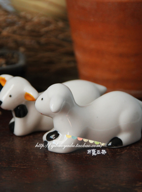 外单陶瓷羊咩咩暖心卧姿特惠摆件