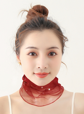 网纱钉珠批发洋气护颈防晒丝巾