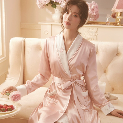 Демисезонный банный халат, длинное японское брендовое кимоно, бархатная коралловая пижама