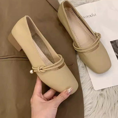 玛丽珍仙女配裙子小皮单鞋女2025新款春秋晚晚风温柔平底奶奶瓢鞋 - 图3