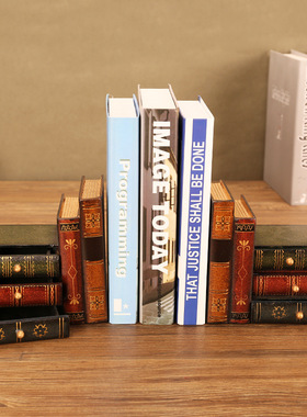 欧式风摆件办公桌木质仿真书挡