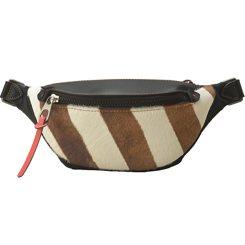 FimaChun手工进口牛皮【小】胸包小众潮原创设计斜条纹斑马线腰包,淘宝优惠券,粉丝福利购,淘宝优惠卷