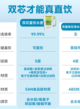 德国BWT倍世超滤净水壶净水器去垢除氯矿化进口过滤直饮滤水壶