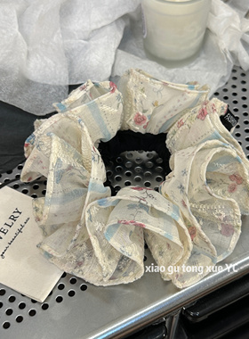 森系碎花头绳女温柔粉色蕾丝发圈