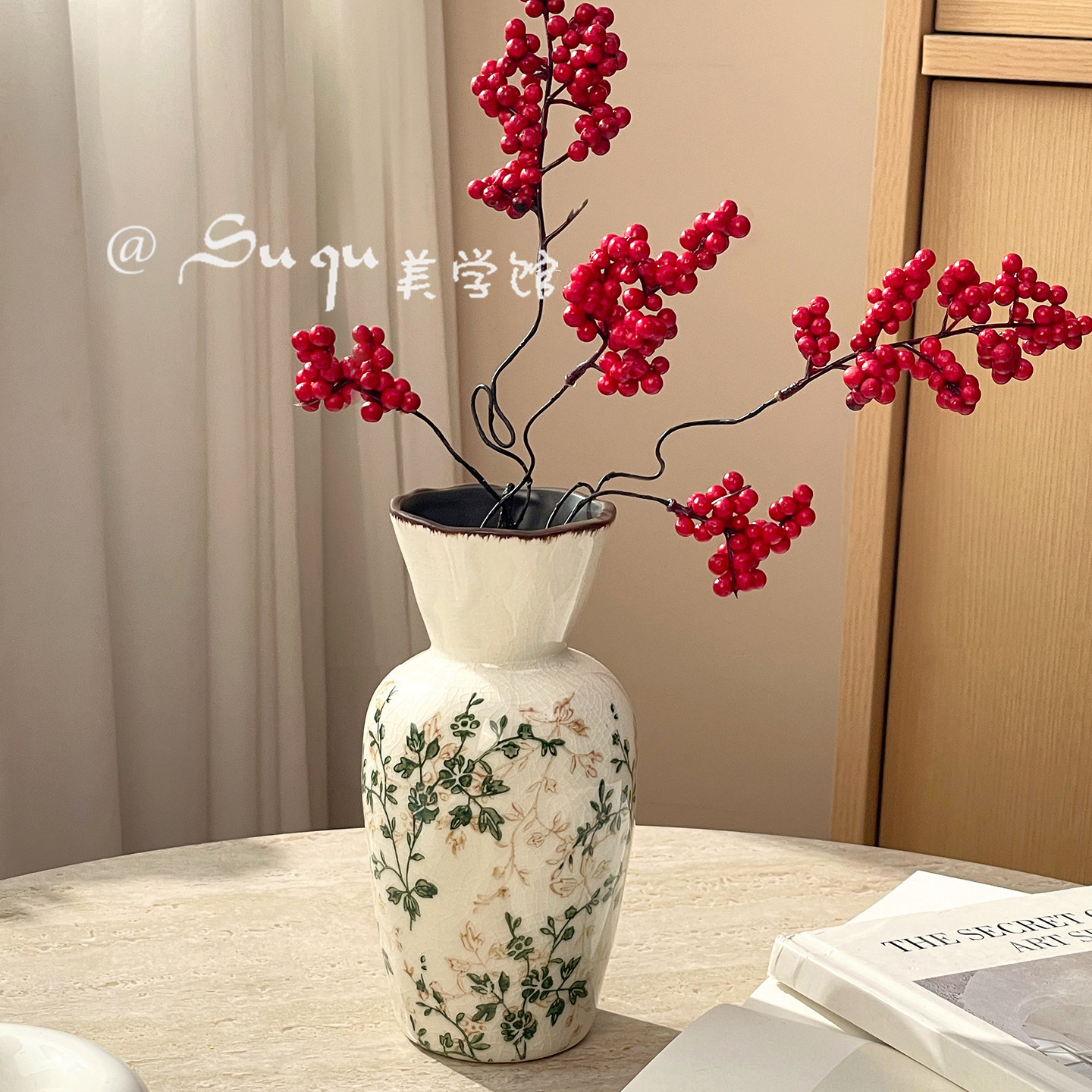 复古陶瓷小花瓶繁花冰裂纹水养插花客厅民宿书房装饰摆件美式乡村,淘宝优惠券,粉丝福利购,淘宝优惠卷