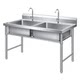 Commercial household stainless steel sink single double triple sink basin with bracket stainless steel sink hand wash basin kitchen