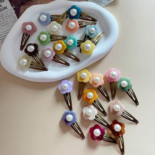 韩国进口双面珍珠花朵ins网红款手工diy饰品边夹碎发夹珍珠配件 - 图0