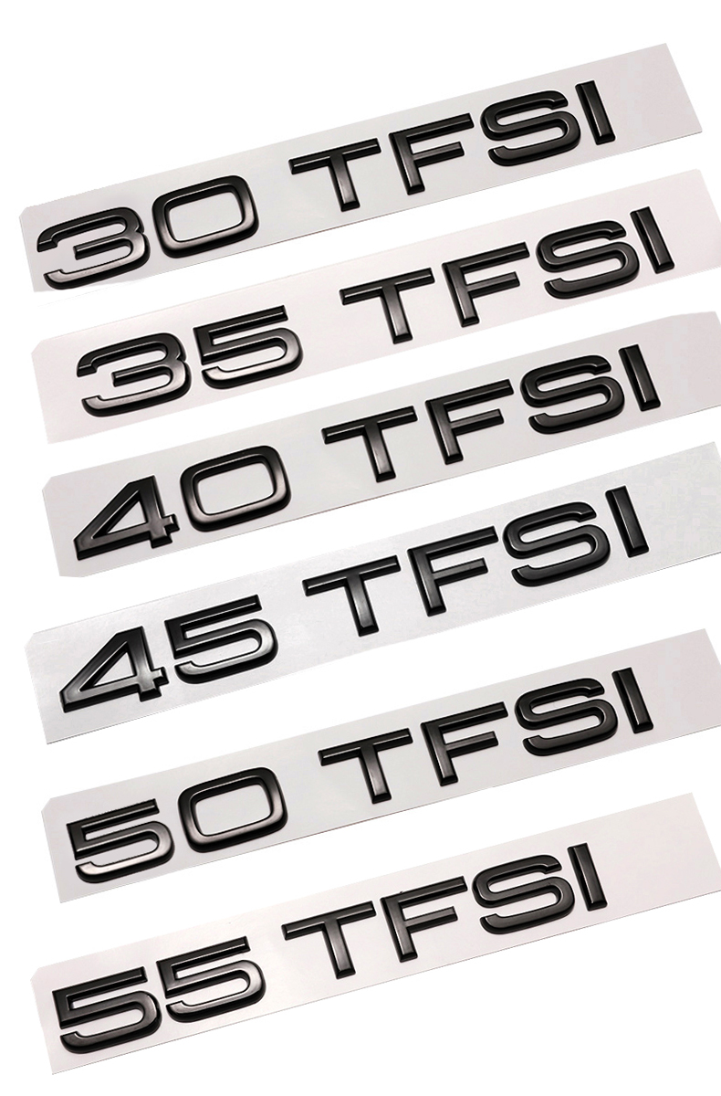 奥迪黑色车标A3A5A7改装四环45四驱标40TFSI排量尾标字母标装饰贴-图3