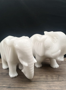 峰玉阁白玉大象摆件客厅办公室