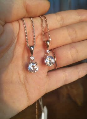 高碳钻硬币克拉莫桑锆石锁骨链