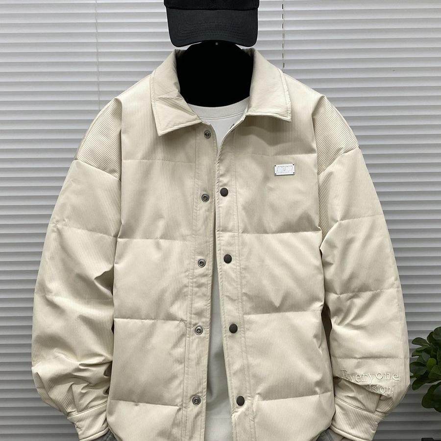 轻薄款翻领羽绒衣服男士冬装大码高级感条纹休闲衬衫式羽绒外套潮,淘宝优惠券,粉丝福利购,淘宝优惠卷