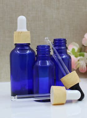 蓝色光面精油瓶胶头滴管分装稀释