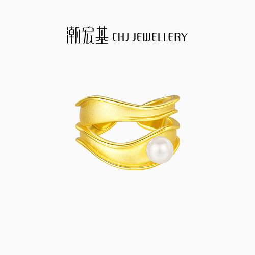 潮宏基至简S925银戒指贝珠镶嵌开口戒南法风浪漫送女友礼物女J - 图0