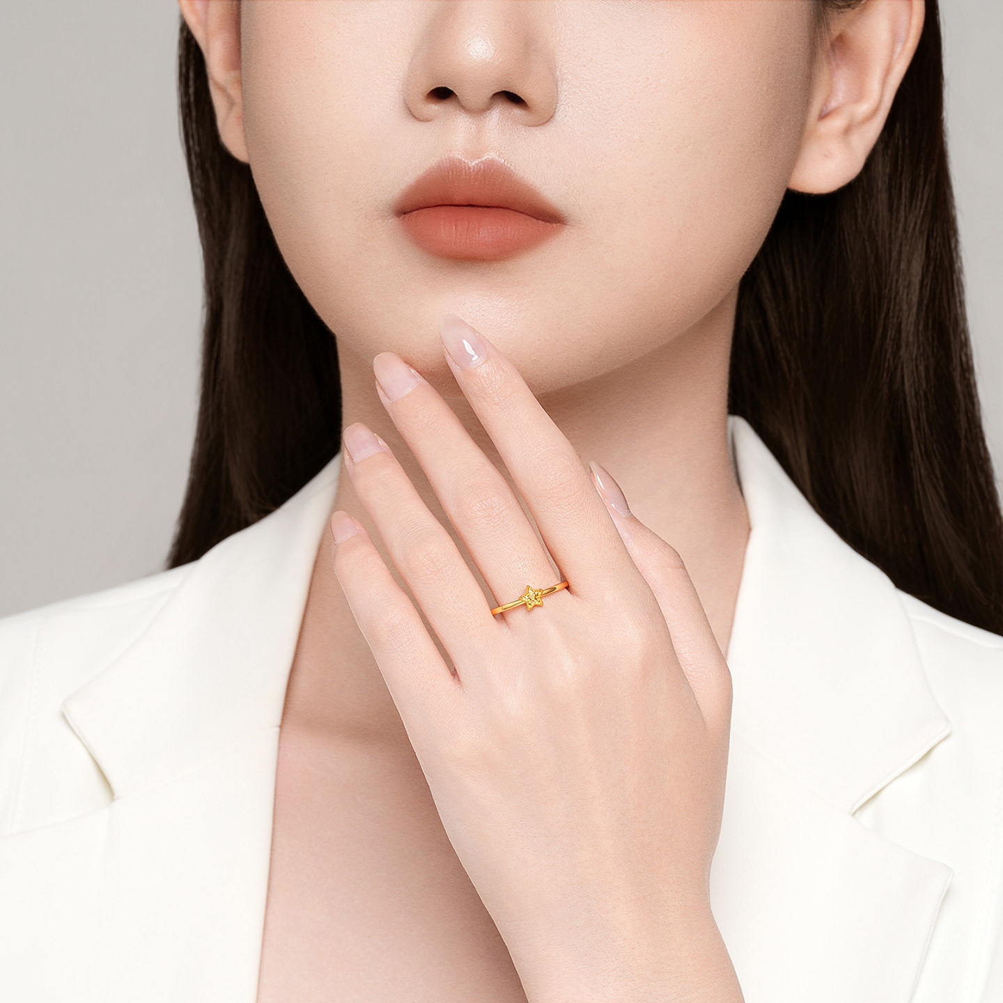 Trendy Acer to simple pure gold ring gold ring ring bracelet 5D hard gold female workplace commuting fashion birthday