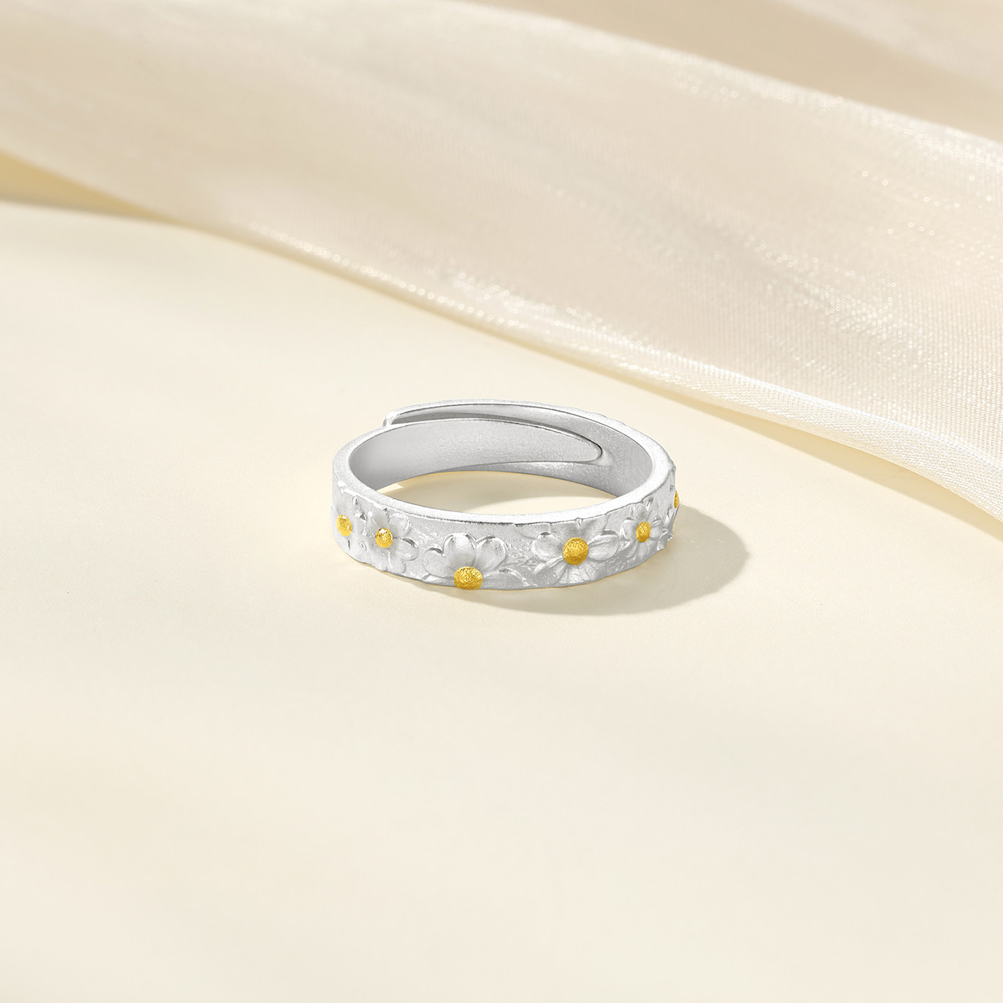 Trendy Acer Chasing Daisy Silver Ring Women's Ring Fashionable Adjustable Silver Jewelry Ring Hand Jewelry Silver Ring