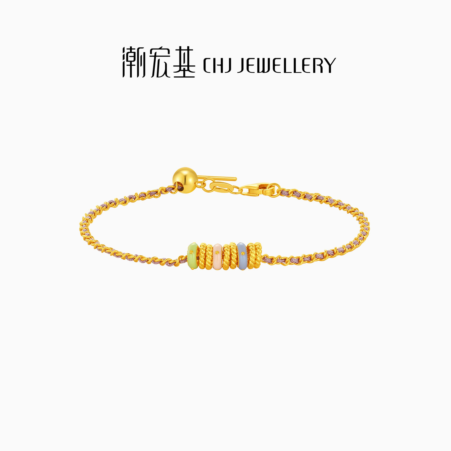 潮宏基好事发生跑马环足金手链5G珐琅黄金盘缠金DIY礼物生日 计价,淘宝优惠券,粉丝福利购,淘宝优惠卷