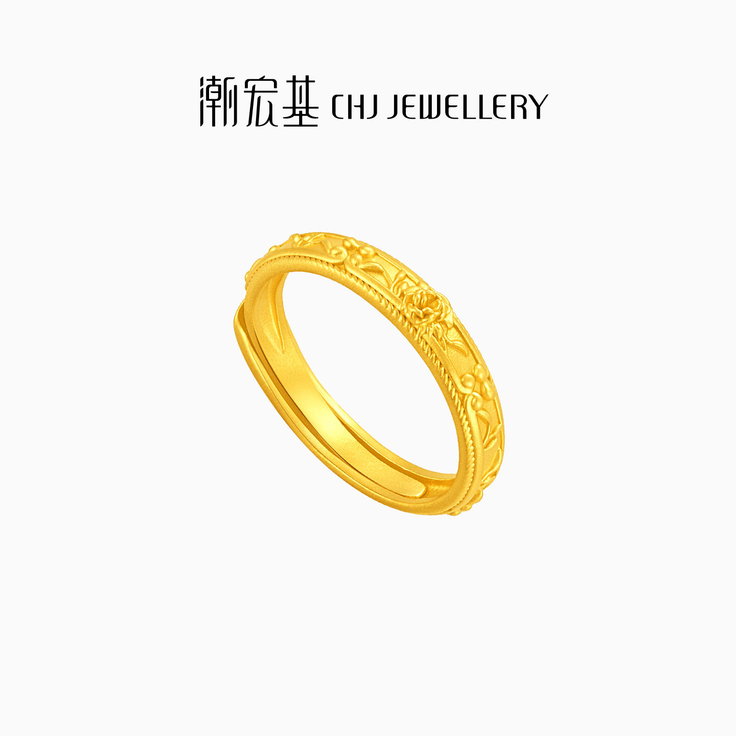 Trendy Acer Flowery Rhythm Retro Flowery Gold Ring Pure Gold Ancient Method Women's Ring Wedding Three Gold New Chinese Style Gift Pricing