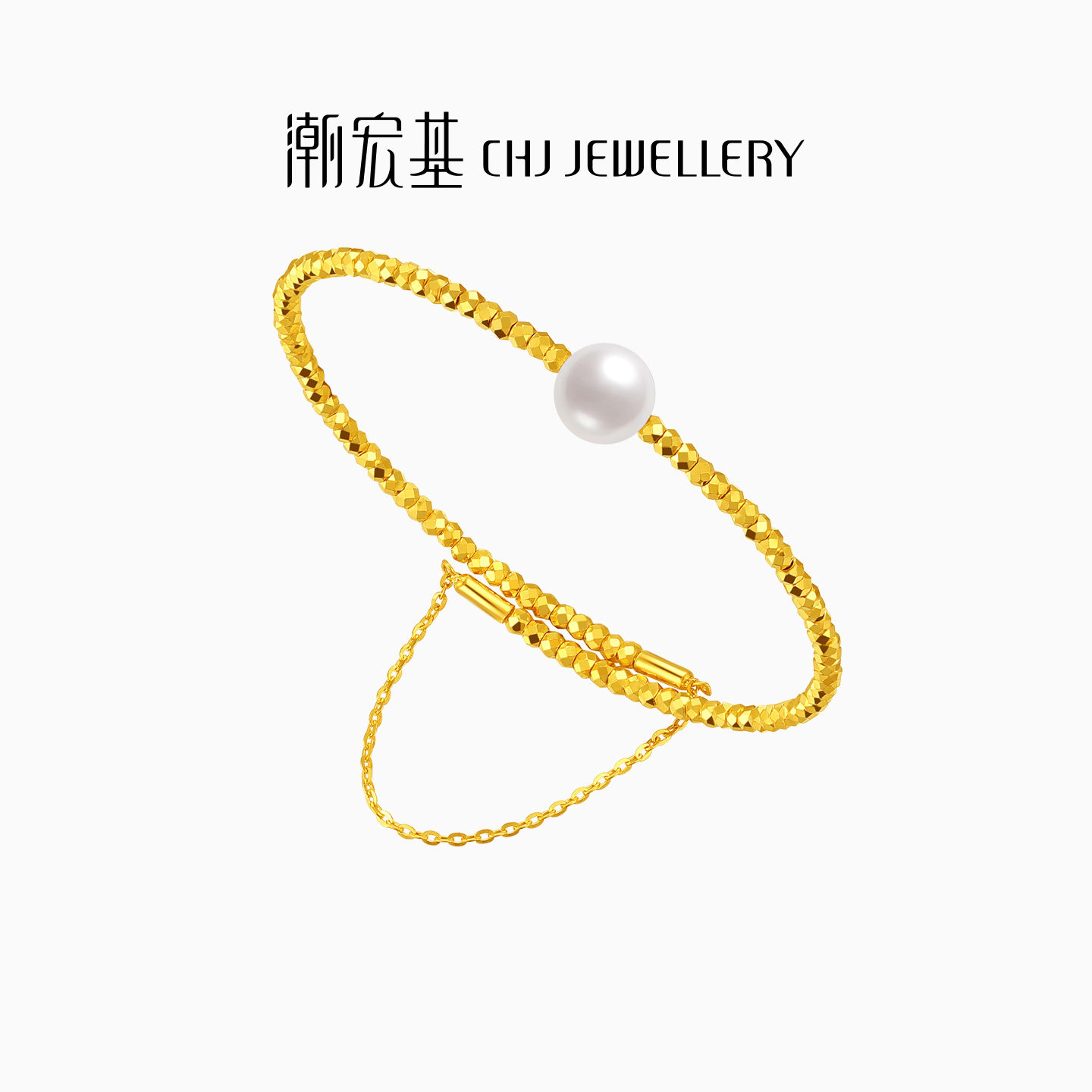 潮宏基足金手镯黄金蹦迪珠珍珠爆闪镯子5G金礼物高级感女,淘宝优惠券,粉丝福利购,淘宝优惠卷